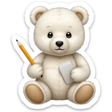 White teddy bear writing  sticker