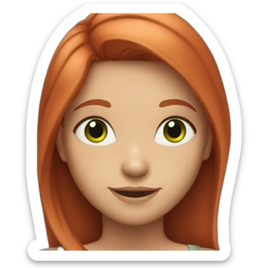 a girl with green eyes and red hair smiles broadly sticker