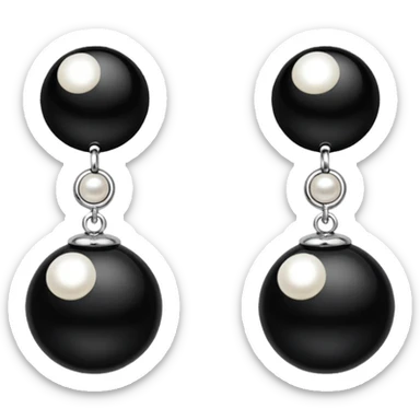 Chanel realistic black and pearl earrings sticker