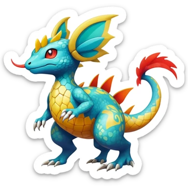 cool exotic fantasy-creature-Fakémon-Pokémon, full body, with random markings  sticker