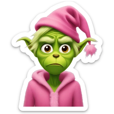 grinch with pink nails sticker