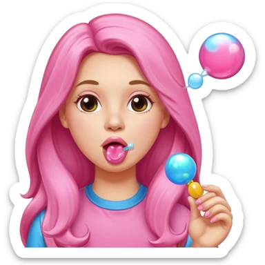 white women blowing bubble gum  sticker