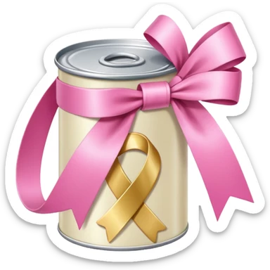cream can with pink ribbon sticker