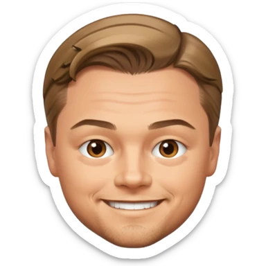 Leonardo DiCaprio emoji, smiling, short hair sticker