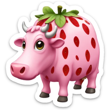 Pink strawberry cow sticker