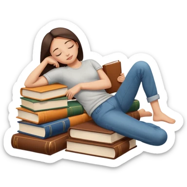 books scattered full body over it closed eyes  sticker