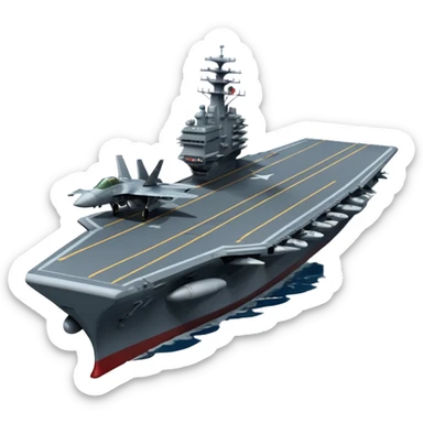 an aircraft carrier with fighter jets sticker