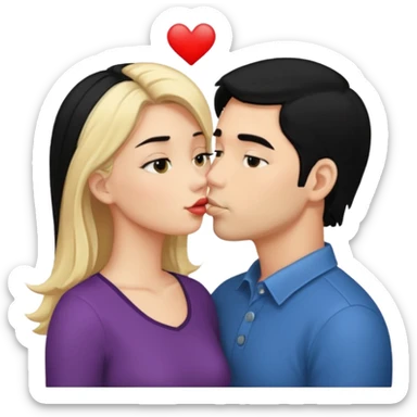 couple kissing black hair man blonde woman sticker