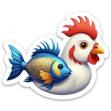 A rooster & a fish  sticker