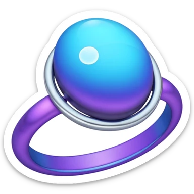 Oval shaped planet, 2 moons, ring sticker