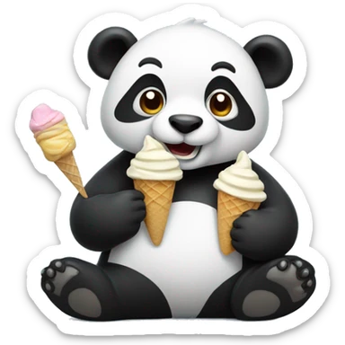 Panda eating ice cream sticker