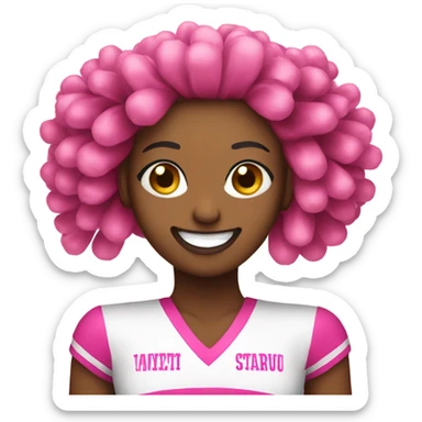 Cheerleader with pink pom pompoms sticker