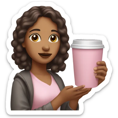 Latina girl holding a light pink Bible in one hand and a coffee in the other hand sticker