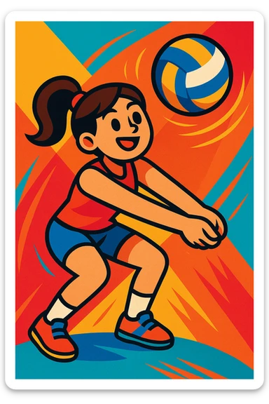 girl playing volleyball, vibrant and energetic style sticker