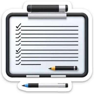 Whiteboard with lines indicating written notes sticker