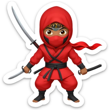 brown skin ninja red clothes sticker