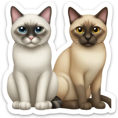 two cats, one siamese and one multicolored sticker