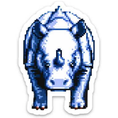pixel art rhinoceros in game style sticker