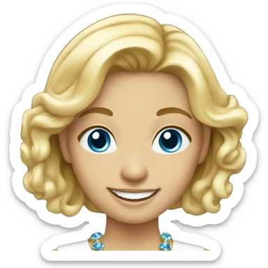 smiling blonde girl with jewelry with blue eyes sticker