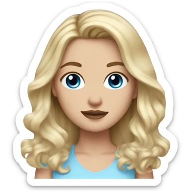 white girl with blue eyes and a blonde balayage sticker