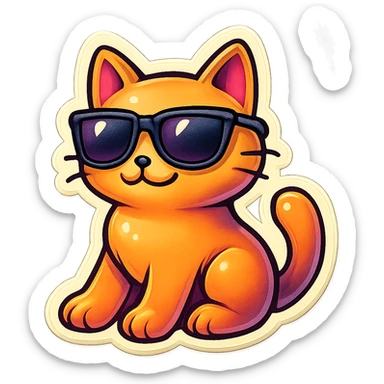 cat with sunglasses, playful and cool, sticker style, vibrant colors sticker