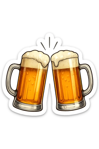 2 drink che fanno brindisi di birre senza mani sticker
