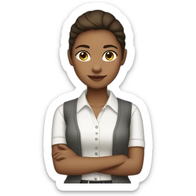 girl wearing a collared white shirt under a white sweater vest sticker