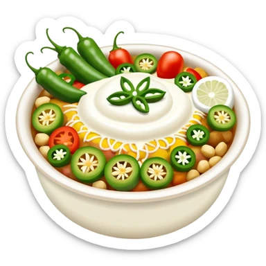 Pakistani dish named chaat its has yougurt and green chilli and vegetables in it sticker