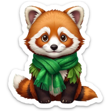 Red panda wearing a green scarf  sticker