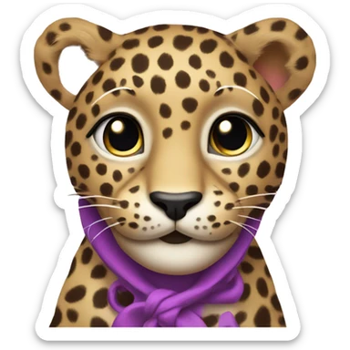 leopard with abright purple coat and pink polka dots sticker