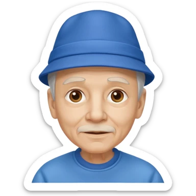 elderly man with blue hat sticker