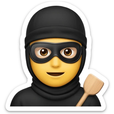 Create an emoji wearing a black ski mask not a creepy big smile though  sticker