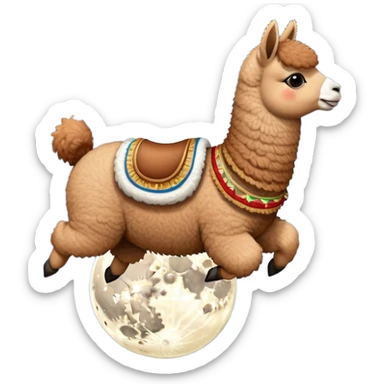 alpaca being flown to the moon sticker