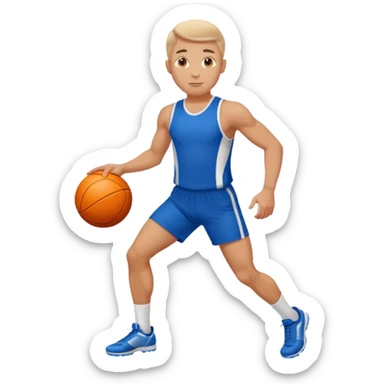 white sportsman in the playground with ball, dressed in sport suit sticker