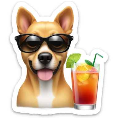 Dog with sunglasses and cocktail  sticker