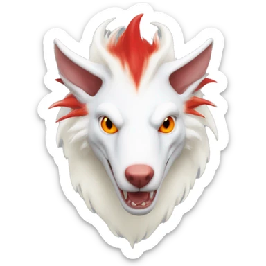 White albino sergal-vernid with red mane and red eyes sticker