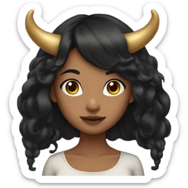 Girl with horns with long black hair sticker