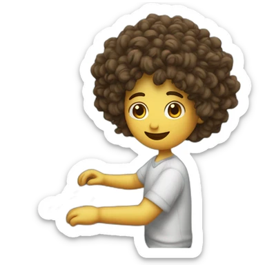 humano de cabello rizado trabajando en una computadora sticker