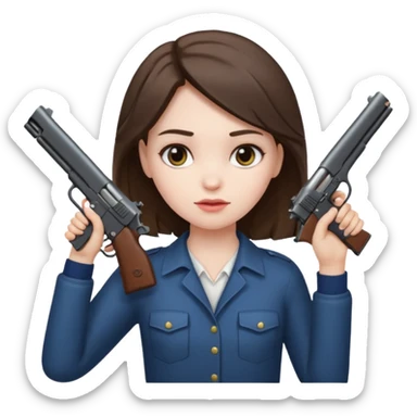Girl with a gun held up to her head  sticker