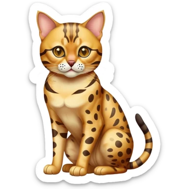 Bengal cat full body sitting with a mask sticker