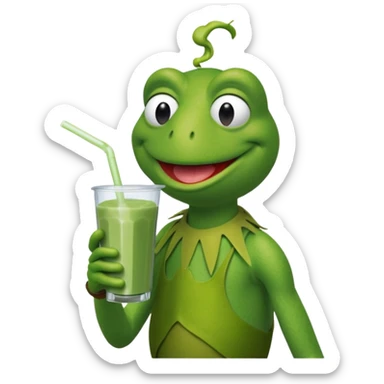 kermit meme drinking protein shake sticker