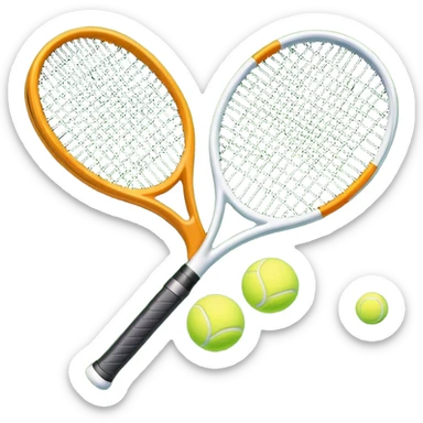 A tennis racket and ball on a grass or hardcourt surface, symbolizing the sport. The racket has a sleek design with tightly strung strings, while the bright tennis ball rests nearby, capturing the essence of precision, agility, and competition. sticker