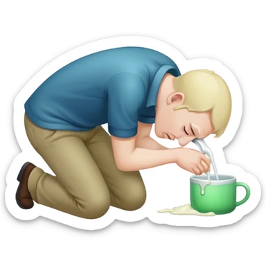 bent over man vomiting sticker