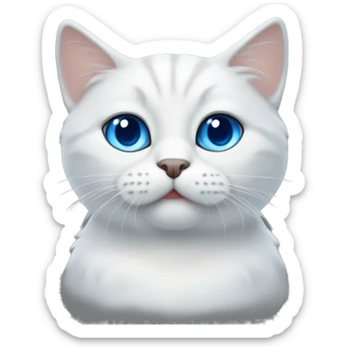 A white fold-eared Scottish cat with blue eyes sticker