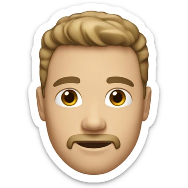 white male, short brun hairs, goatee sticker