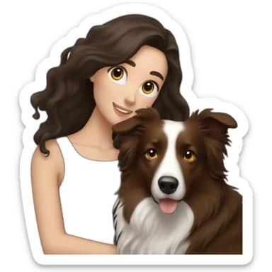 black border collie and woman with long brown hair sticker