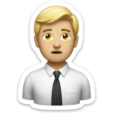 a troubled, worried-looking male employee sticker