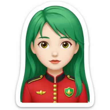 green haired scout girl with red uniform and long hair sticker