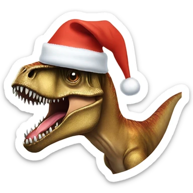 T. rex wearing a Santa hat sticker