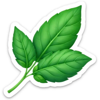 green basil leaf with some purple sticker